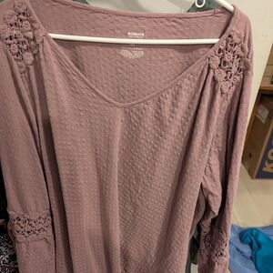 Sonoma Mauve Textured Long Sleeve Top
